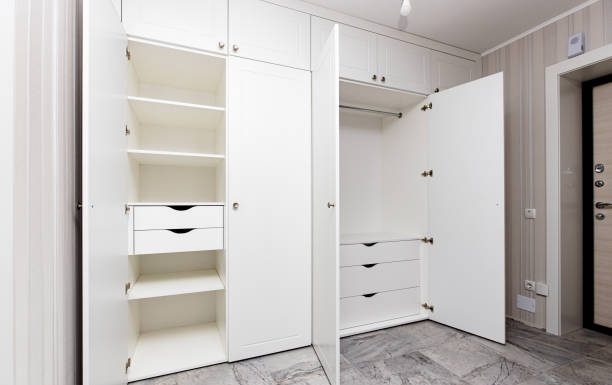 Effortless Organization: Reach-In Closet Solutions by Amaya Modern reach-in closet with custom shelving, organized clothing, and stylish finishes by Amaya.