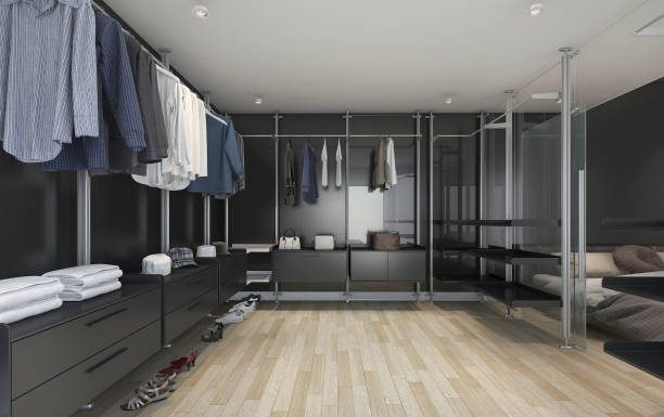 Seasonal Closet Solutions by Amaya – Style, Space, and Smart Organization Year-Round Custom closet with built-in seasonal storage solutions including coat racks, adjustable shelving, and shoe organizers.